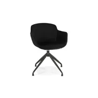 fauteuil de salon maison et styles chaise repas rotative 54x59x80 cm en velours noir - guido
