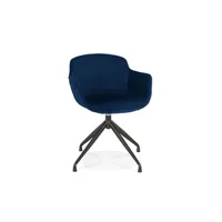 fauteuil de salon maison et styles chaise repas rotative 54x59x80 cm en velours bleu foncé - guido