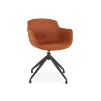 fauteuil de salon maison et styles chaise repas rotative 54x59x80 cm en tissu marron - guido