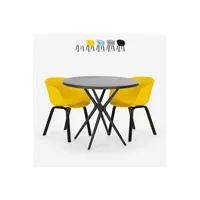 banc de jardin ahd amazing home design table ronde noire design 80cm + 2 chaises oden black