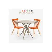 banc de jardin ahd amazing home design table design ronde beige 80 cm + 2 chaises design eskil
