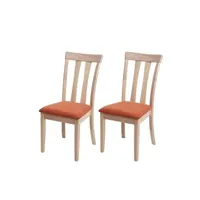 chaise mendler 2x chaise de salle à manger hwc-g46 tissu/textile bois massif cadre naturel orange