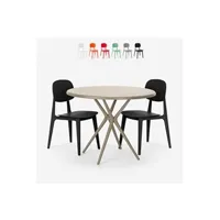 banc de jardin ahd amazing home design table ronde 80cm beige + 2 chaises design moderne berel