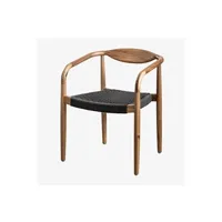 lot de 4 chaises de salle à manger en bois d'acacia et corde tressée mallory gris anthracite 73,5 cm