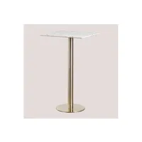 table haute de bar carrée en terrazzo (60x60 cm) malibu or champagne blanc 104 cm