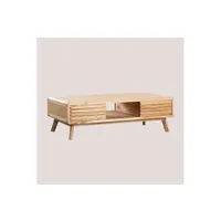 table d'appoint sklum table basse rectangulaire en bois deleyna marron bois naturel