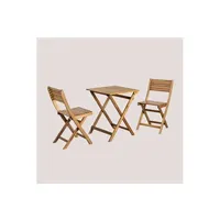 toit pour terrasse sklum ensemble table de jardin pliante et 2 chaises delawer brun acacia cm