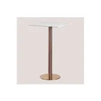 table haute de bar carrée en terrazzo (60x60 cm) malibu or rose blanc 104 cm