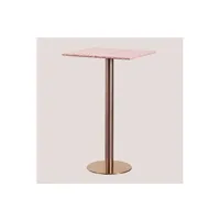 table de chevet sklum table haute de bar carrée en terrazzo (60x60 cm) malibu or rose dahlia rose 104 cm