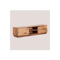 meubles tv sklum meuble tv avec etagère en bois d'acacia tasmani brun acacia 40 cm