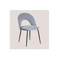 chaise sklum pack de 4 chaises de salle à manger en velours glorys noir gris 77,5 cm
