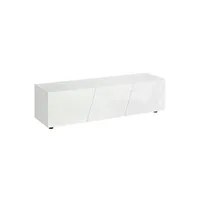 meubles tv homcom meuble tv banc tv style contemporain 3 portes abattantes panneaux blanc laqué