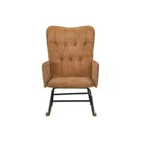 fauteuil de relaxation vidaxl chaise à bascule marron vintage toile