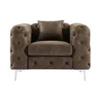 fauteuil de salon vente-unique.com fauteuil chesterfield en microfibre aspect cuir vieilli edwina
