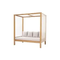 chaise longue - transat vente-unique.com canapé de jardin à baldaquin en teck - naturel clair et gris - ovani de mylia