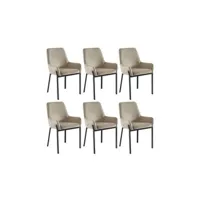 chaise pascal morabito lot de 6 chaises avec accoudoirs en velours et métal - beige - carolona de