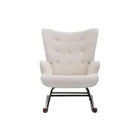 fauteuil de salon vente-unique.com fauteuil à bascule en tissu chiné beige elmina ii