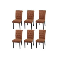 chaise mendler lot de 6 chaises de salle à manger chesterfield ii imitation daim, pieds foncés