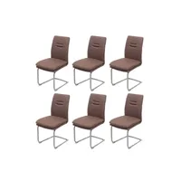 chaise mendler lot de 6 chaises de salle à manger hwc-h70 tissu textile inox brossé marron