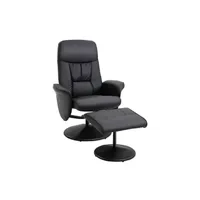 fauteuil de relaxation homcom fauteuil relax inclinable pivotant style contemporain avec repose-pied revêtement synthétique noir