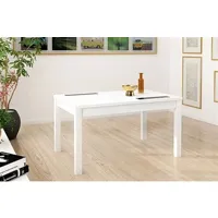 table à manger pegane table de salle à manger extensible rectangulaire coloris blanc - longueur 140-180 x profondeur 90 x hauteur 75 cm --