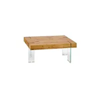 table basse wadiga table basse rectangulaire plateau bois et pieds en verre -120x60x42cm
