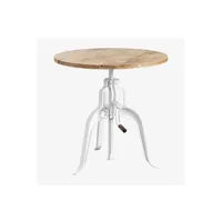 table haute sklum table de bar ronde relevable en bois (ø75 cm) airela blanc