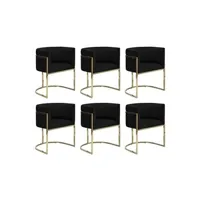 chaise pascal morabito lot de 6 chaises avec accoudoirs - velours et acier inoxydable - noir et doré - peria de