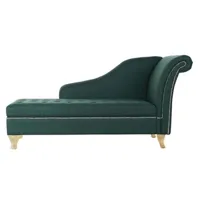 chaise pegane chaise longue, méridienne en polyester coloris vert et bois naturel - longueur 160 x profondeur 71 x hauteur 83 cm --
