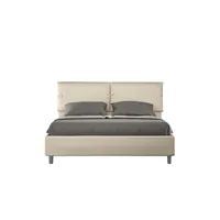 lit 2 places ityhome lit rembourrée coffre 160x190 similicuir taupe sleeper -