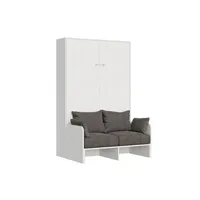 lit escamotable vertical 140 kentaro sofa frêne blanc -