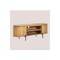 meubles tv sklum meuble tv en bois de manguier analis bois naturel 56 cm