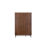 dressing armoire 2 portes lodge en bois et métal décor noyer l126 p50 h190