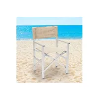 4 chaises de plage pliables portables textilène aluminium regista gold beige