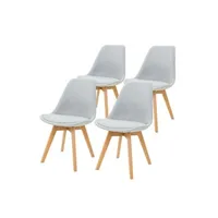 chaise non renseigné ml-design lot de 4 chaises de salle à manger avec dossier, gris, pieds en bois hêtre,