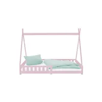 ml-design lit d'enfants tipi 90x200 cm rose avec protection antichutes et sommier à