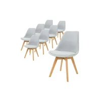 chaise non renseigné ml-design lot de 8 chaises de salle à manger avec dossier, gris, pieds en bois hêtre,