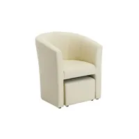 fauteuil de salon vente-unique.com fauteuil cabriolet et pouf en simili beige jovana