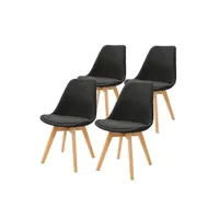 chaise non renseigné ml-design lot de 4 chaises de salle à manger avec dossier, noir, pieds en bois hêtre,