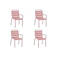 bar, tabouret de jardin generique lot de 4 fauteuils de jardin acier ironft4rz 43 58 86 cm rose