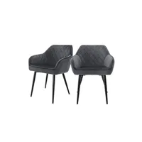 chaise non renseigné ml-design lot 2x chaises de salle à manger - anthracite - style rétro - dossier/accoudoirs