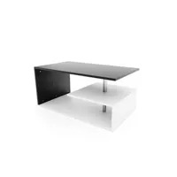 table basse miadomodo  table basse - multi-niveaux, 90x50x41 cm, fonctionnel, design moderne, blanc/gris foncé - table centrale pour salon,table d'appoint, table à thé,