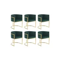 chaise pascal morabito lot de 6 chaises avec accoudoirs - velours et acier inoxydable - vert et doré - peria de
