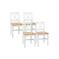 lot de 4 chaises de salle à manger esprit campagne dossier croisé bois pin blanc