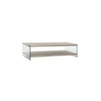 table basse wadiga table basse moderne bois mdf et verre trempé - 130x65x35.5cm