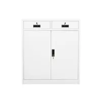 armoire de bureau blanc 90x40x102 cm acier