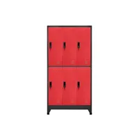 armoire à casiers anthracite et rouge 90x45x180 cm acier