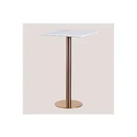 table à manger sklum table haute de bar carrée en marbre (60x60 cm) cosmopolitan or rose 105,5 cm