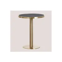 table de chevet sklum table de bar ronde en grès (ø60 cm) manhattan noir or champagne 75 cm