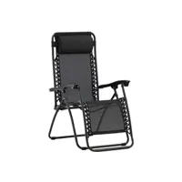 chaise de jardin venture home - fauteuil relax de jardin pliant en aluminium noir